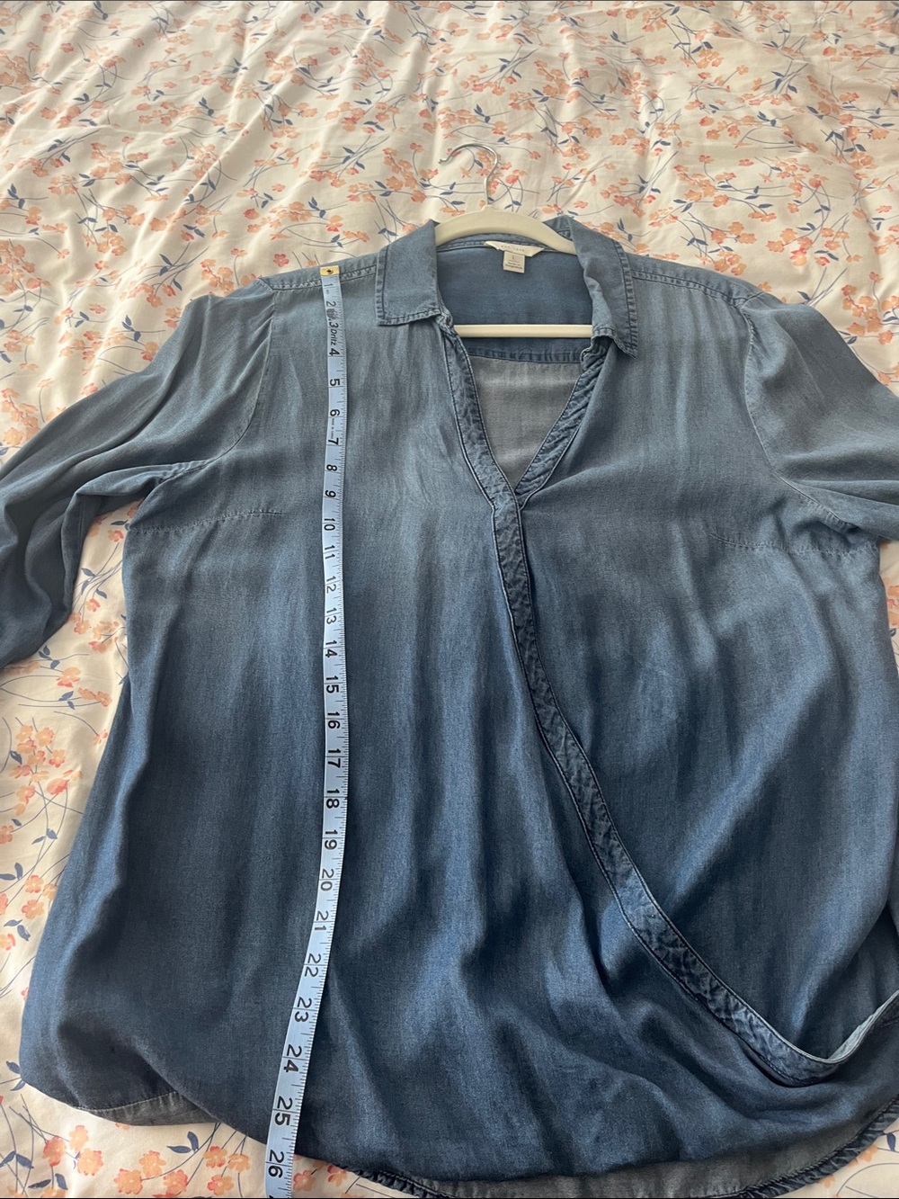 Cato Denim-Style Blue Wrap Blouse - Picture 4 of 4